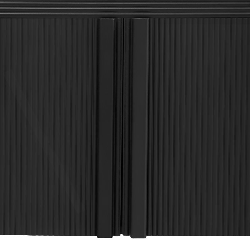 Armoire de rangement rayée 62,2 pouces avec 4 portes et tablette réglable, Noir