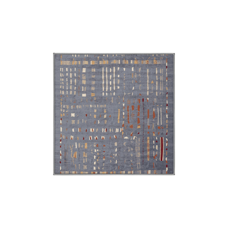 Machine Washable Gray Area Rug, Square 6'