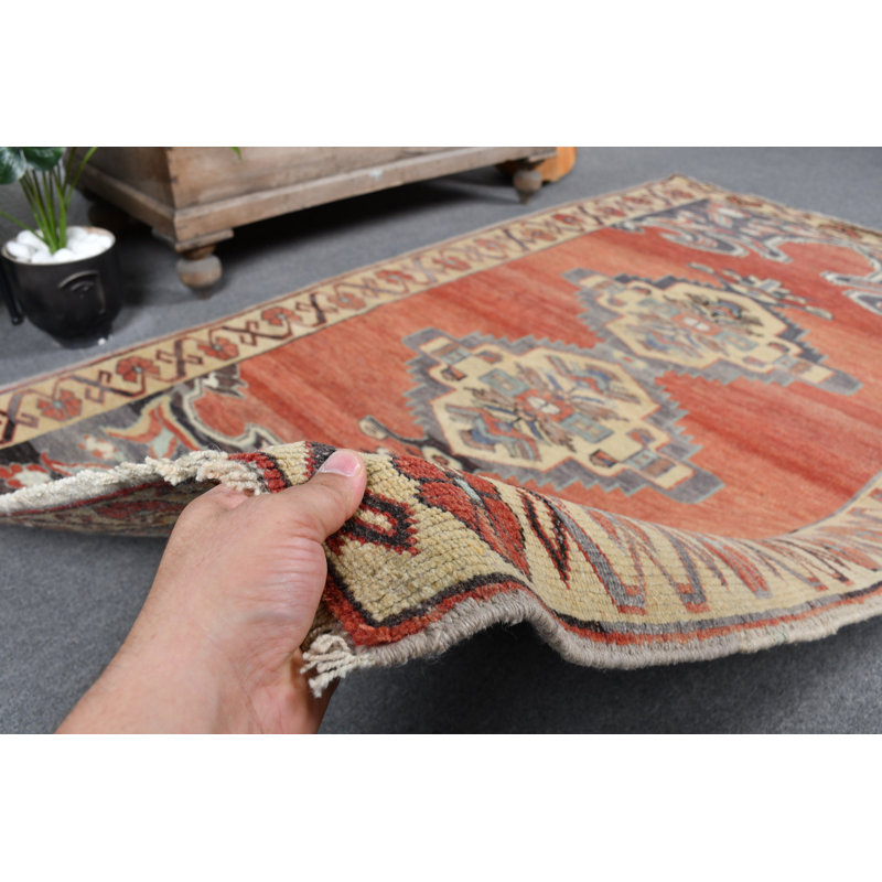 Tapis turc rose Anatolian - pièce décorative en laine pour chambre bleu / rose