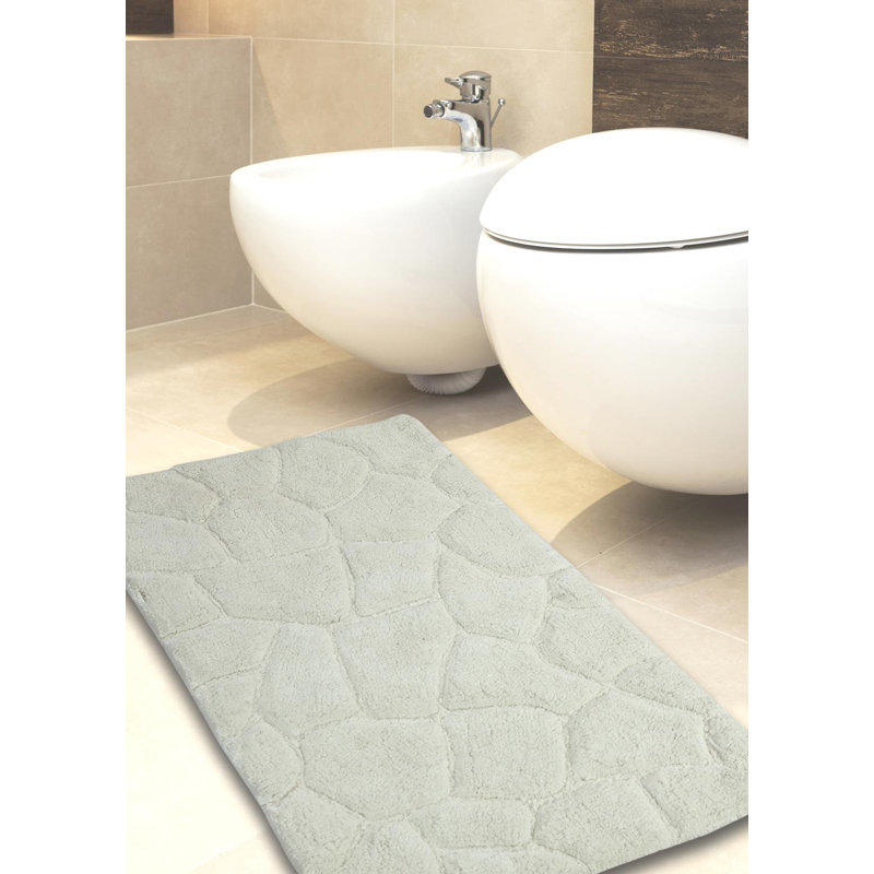 Troxell Cotton Blend Non-Slip Bath Rug, Ivory