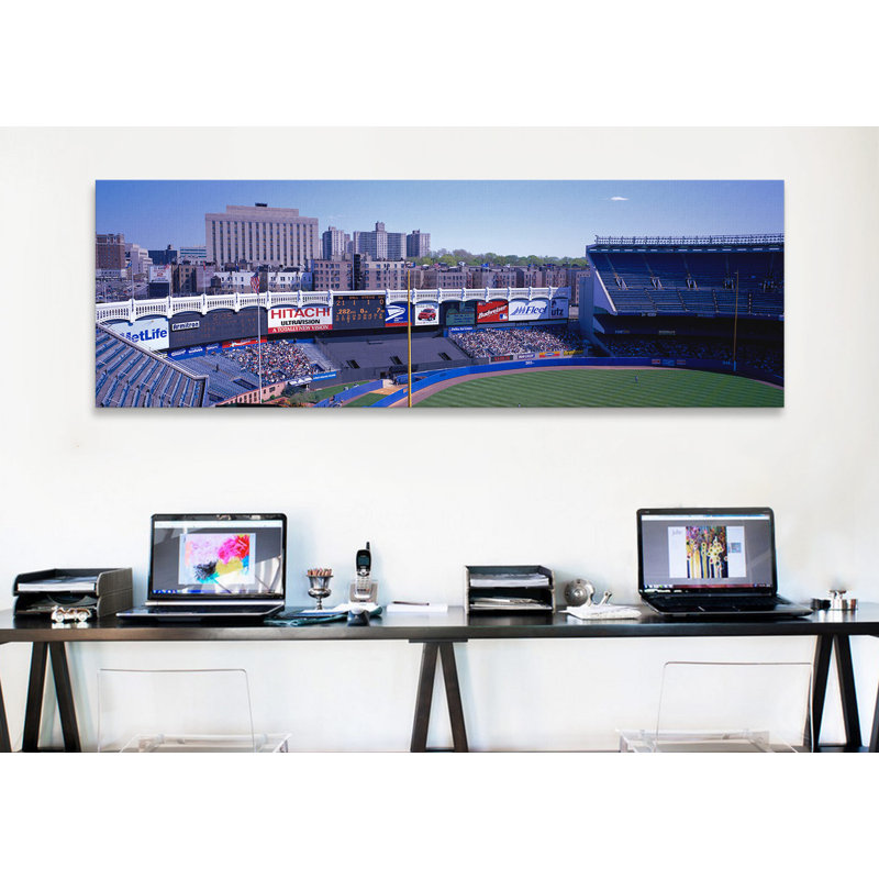 Panoramic Yankee Stadium NY, reproduction de photo sur toile, H 20 po x l 60 po x P 1,5 po, Toile tendue