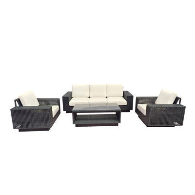 Ensemble de conversation d'extérieur 4 pièces avec chaises et coussins Sunbrella Aceline