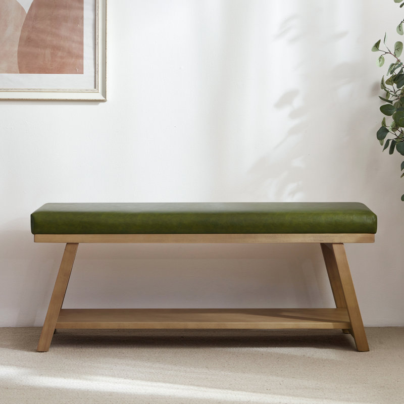 Banc de rangement en similicuir Hahnville, Vert