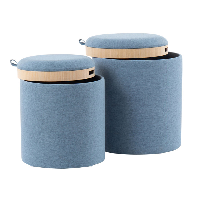 Repose-pieds rond avec rangement 15,5 po Alvena, Bleu