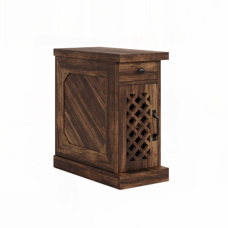 Table d'appoint Farmhouse avec abri de rangement, tiroir et armoire