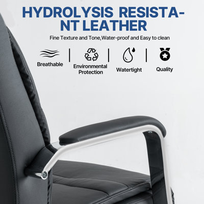 Ergonomic Tufted Faux Leather Executive Office Chair with Padded Armrest