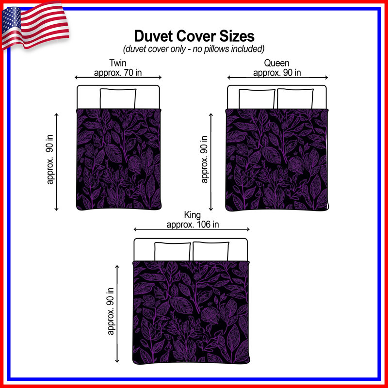 Housses de couette mauves à motif botanique, Lit simple