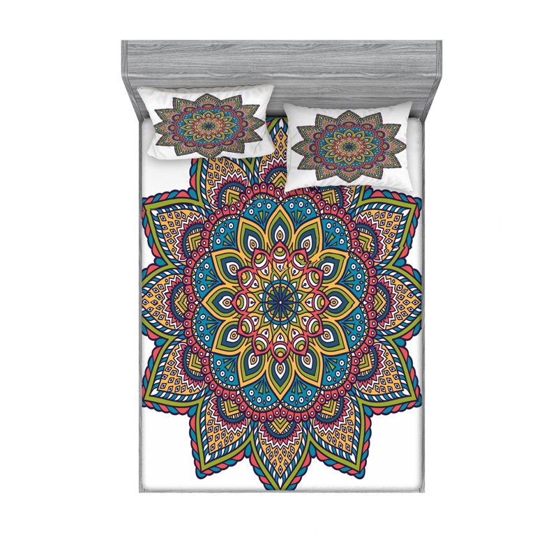 Microfiber Floral Sheet Set, Queen Sheet Set with Fitted Sheet