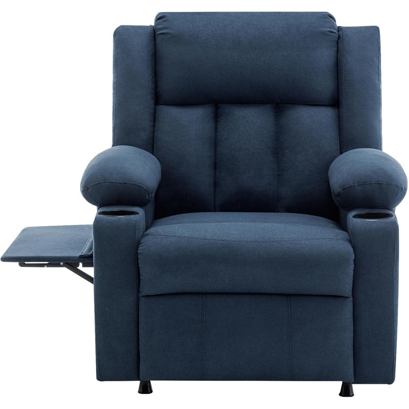 31.9" Wide Modern And Classic Soft Overstuffed Power Standard Chair - Lumbar Heated Massage Recliner With Tray Table & Dual Cup Holders