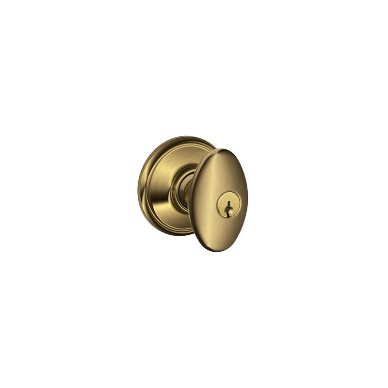 Siena Knob Keyed Entry Lock, Antique Brass