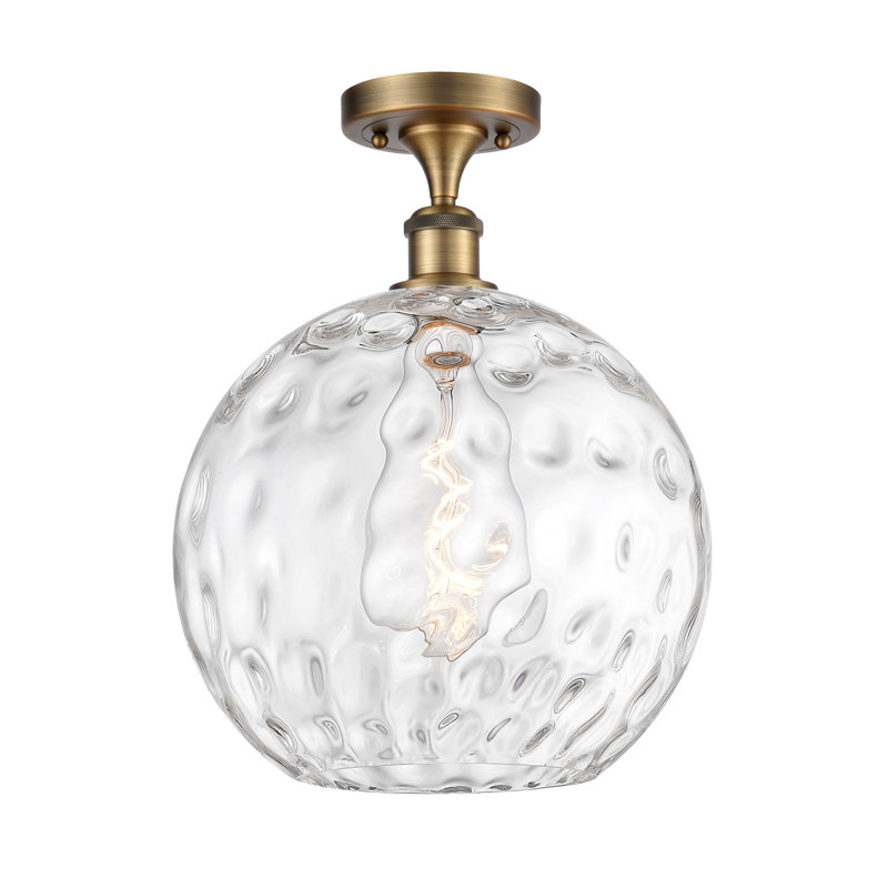 Plafonnier semi-encastré 1 lumière 8 po Cindi, Ampoule non incluse, H 17 po x l 12 po x P 12 po, Laiton brossé
