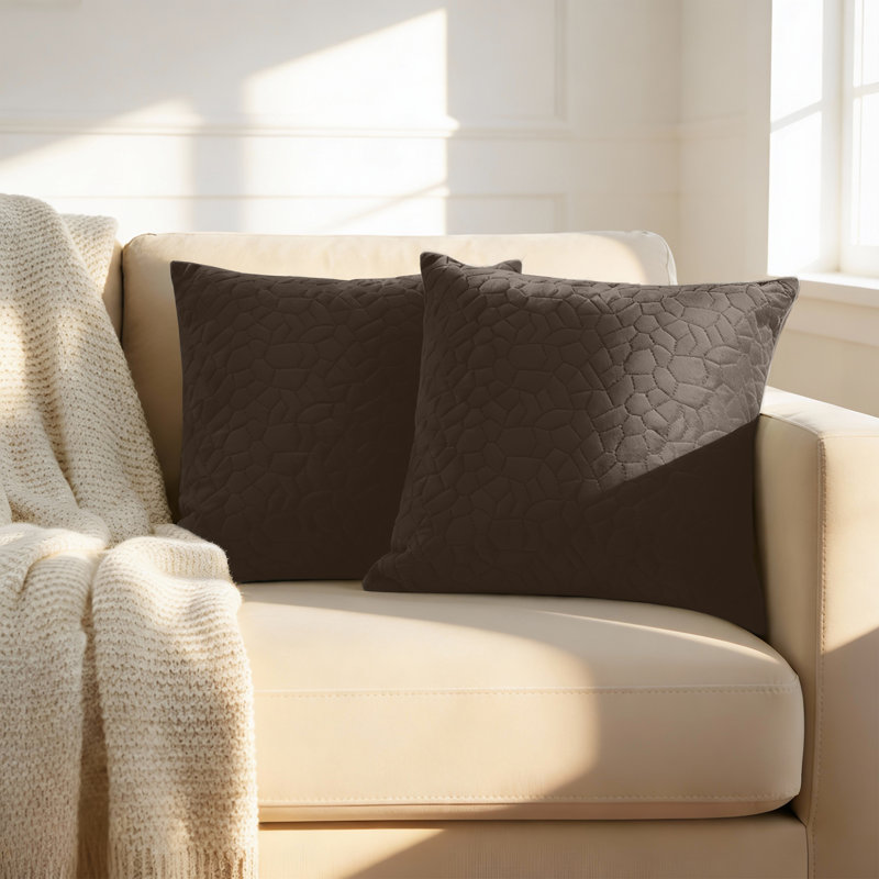 Luxury Pebble Cushion Cover- (Pack of 2), Coffee