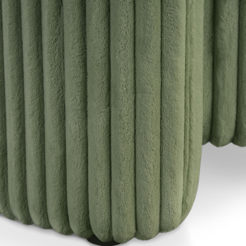 Buckler Round Storage Ottoman, Green