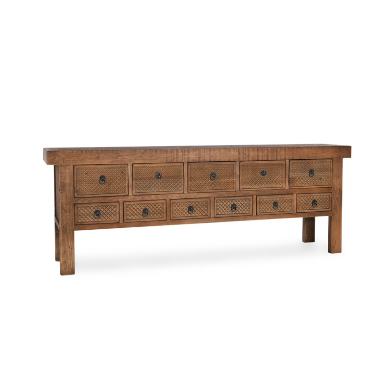 Lahey 93'' W Solid Wood Console Table, Mission Brown