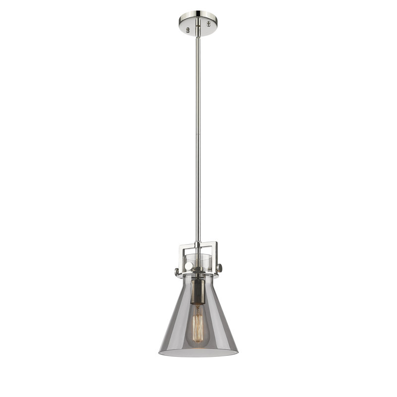 Luminaire suspendu avec tige 30 po Coterie, Plaqué couleur fumée, Nickel poli, H 11,38 po x l 8 po x P 8 po