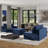 Vicenzo Boneless 110.5" LAF Compression Sofa-In-A-Box Sectional Sofa, Porcelain Chenille-104584422-104584419