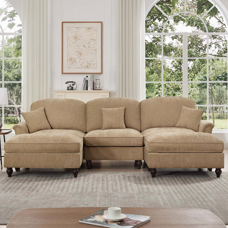 Canapé modulaire Comfy U_Shape, H 36,6 po x l 107,1 po x P 55,1 po, 3, Light Coffee