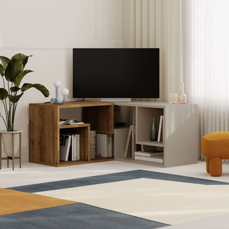 Meuble télé, Brun / Blanc
