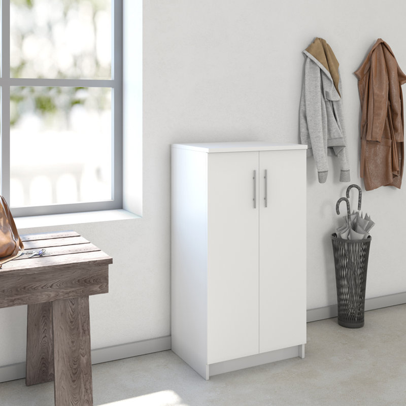 14 Pair Shoe Storage Cabinet, White