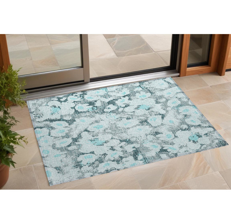 Tapis extérieur lavable antidérapant 3 pi x 5 pi bleu sarcelle