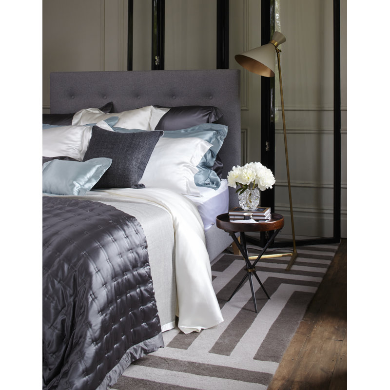 Windsor Silk Pillow Cover, Charcoal, 16" x 16"
