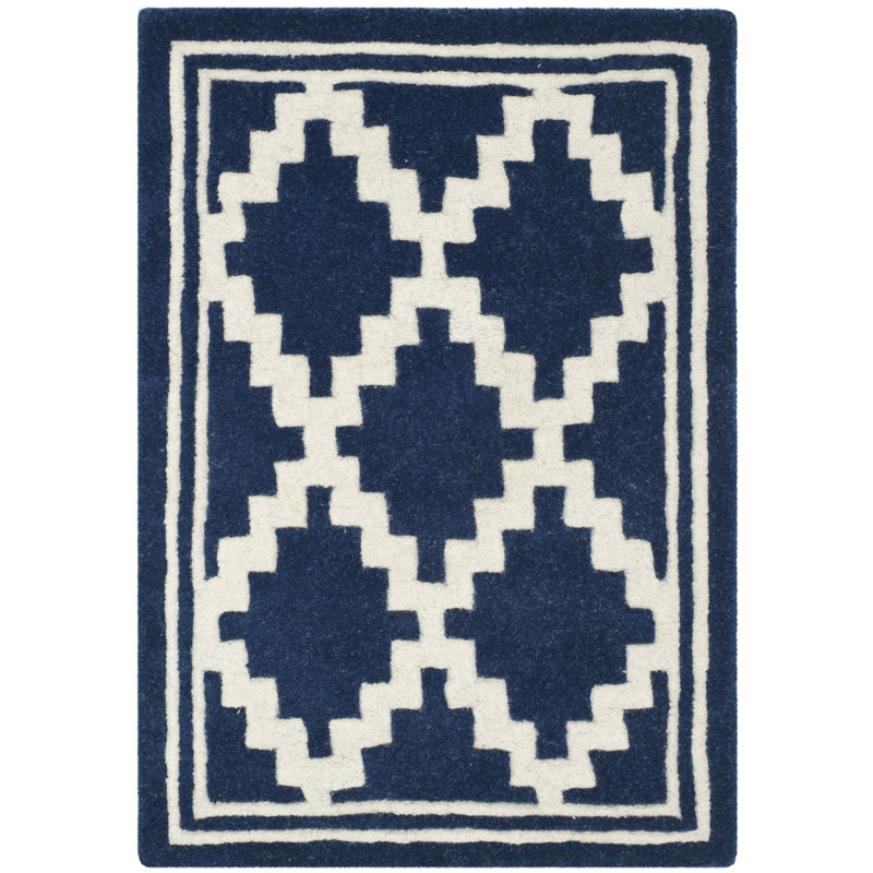Geometric Wool Hand Woven Area Rug, Rectangle 91 x 152cm