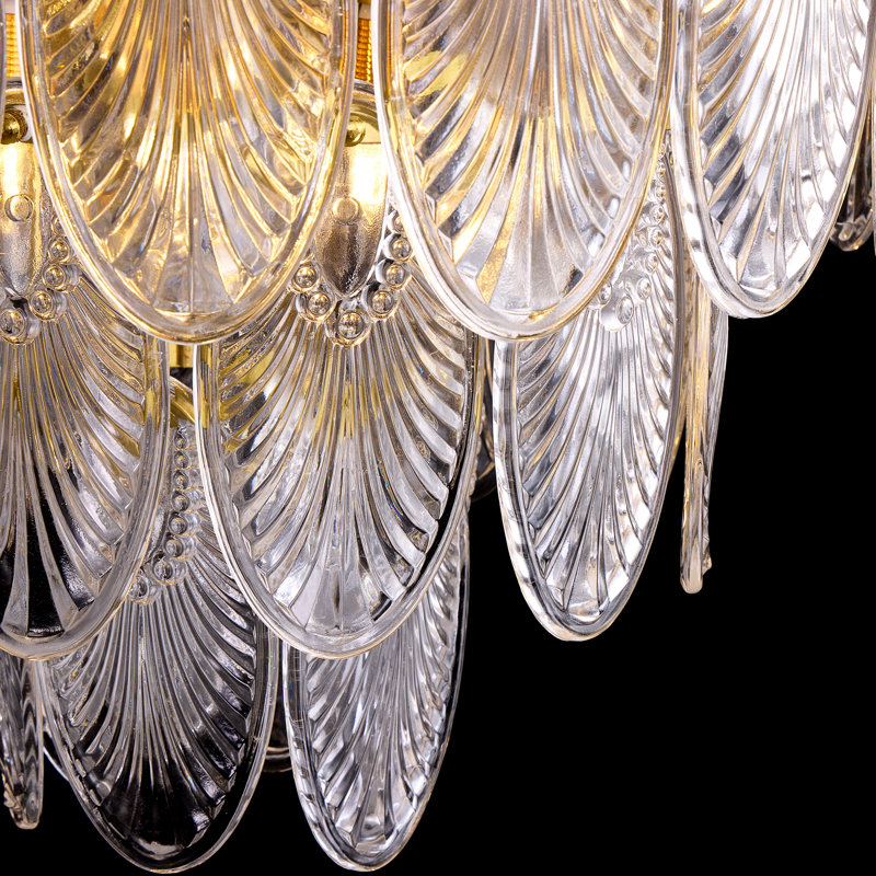 Lustre en verre doré de luxe 9 lumières 24 po à hauteur réglable pour salle à manger de vestibule