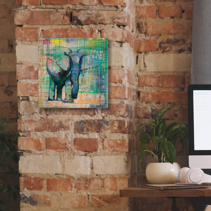 " Elephant In Charge " by Zwart, 12" H x 12" W x 0.75" D
