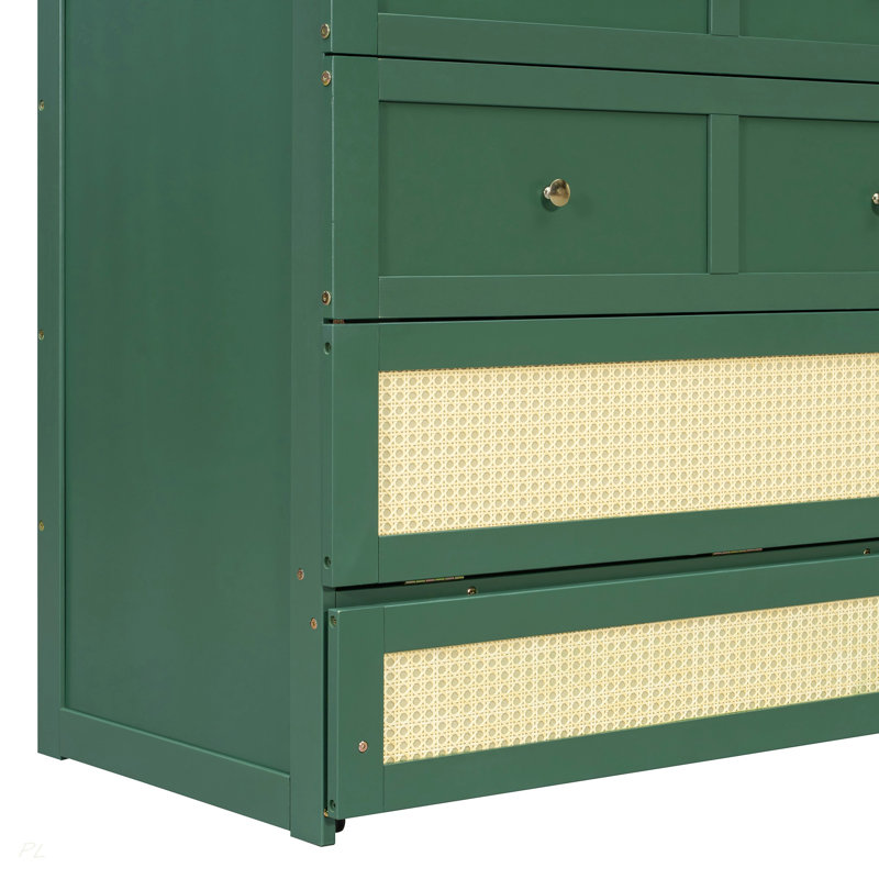 Grand lit escamotable avec grands tiroirs, Queen, Green
