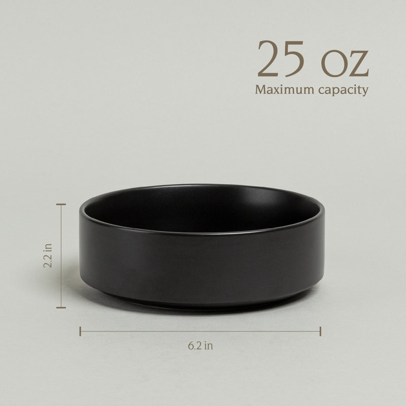 Stackable over&back Semi Hand-Finished Stoneware Cereal Bowls, Black