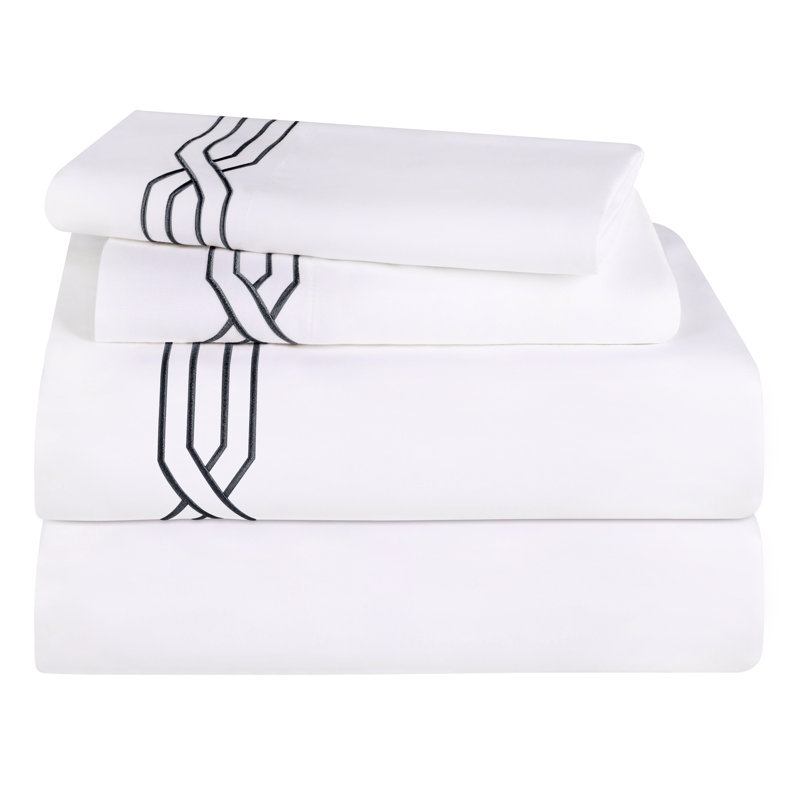 Ensemble de draps en coton égyptien à densité de tissage 1200 fils, Blanc, Grand