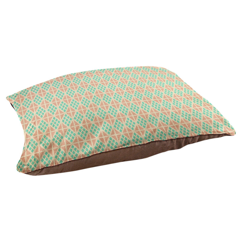 Coussin diamants Byrge, Très grand (l 52 po x P 42 po x H 17 po), Bleu sarcelle / orange / pêche