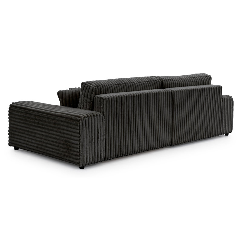 Mollis 4 Seater Corduroy Corner Sofa , Left Hand Facing, Dark Grey