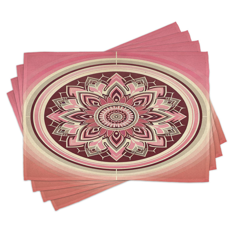 Ensemble de 4 napperons roses Ambesonne Boho Manadala