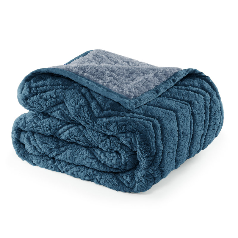 Jeté en sherpa CBCHome Cozy Chevron, Sarcelle