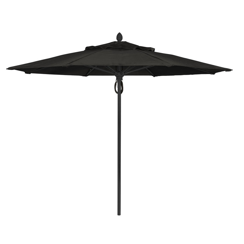 Parasol de marché 11 'Prestige, Aluminium brillant, Sunbrella® - noir