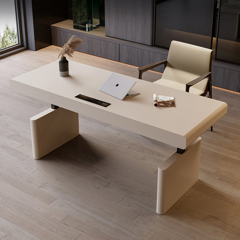 Bureau blanc rectangulaire en bois manufacturé, 53.94" H x 55.12" W x 23.62" D