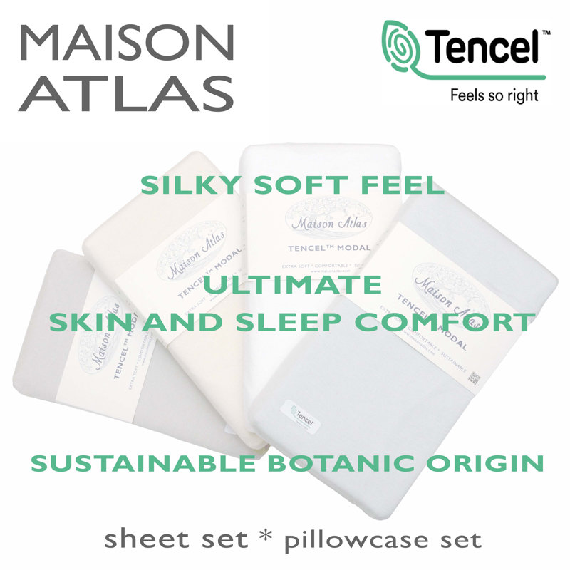 TENCEL Jersey Knit Solid Colour Sheet Set, Twin, White