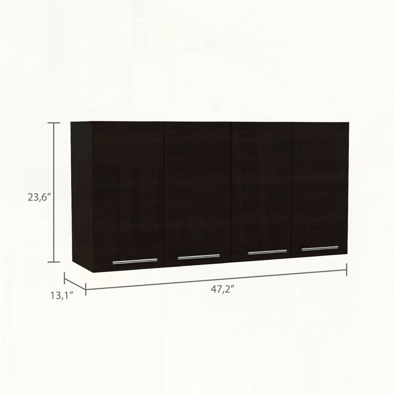 Armoire murale double avec support à vaisselle, Black