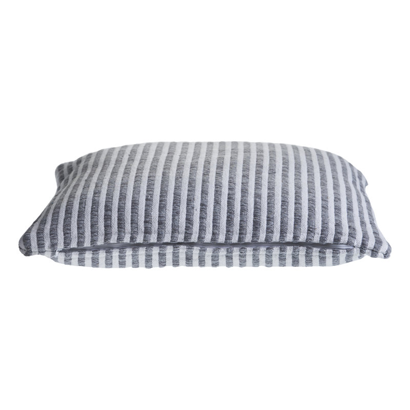 Blue and White Striped Cotton Square Throw Pillow