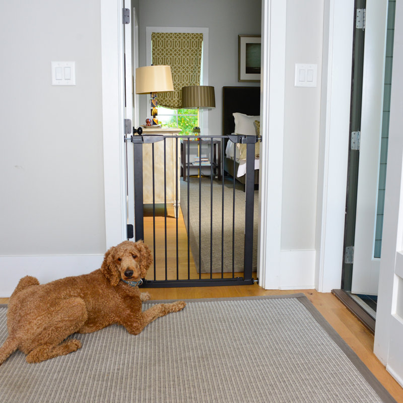 Extra Tall Black Steel Pressure Mounted Pet Gate