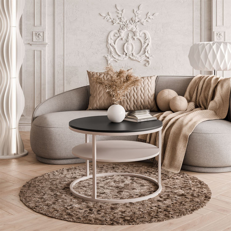 Frame Coffee Table with Storage, Black Matt