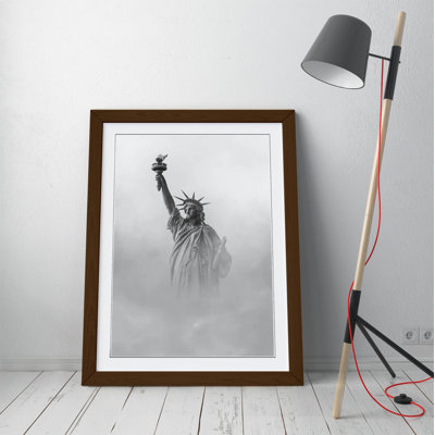 Statue Of Liberty Clouds - Single Picture Frame Print on Canvas