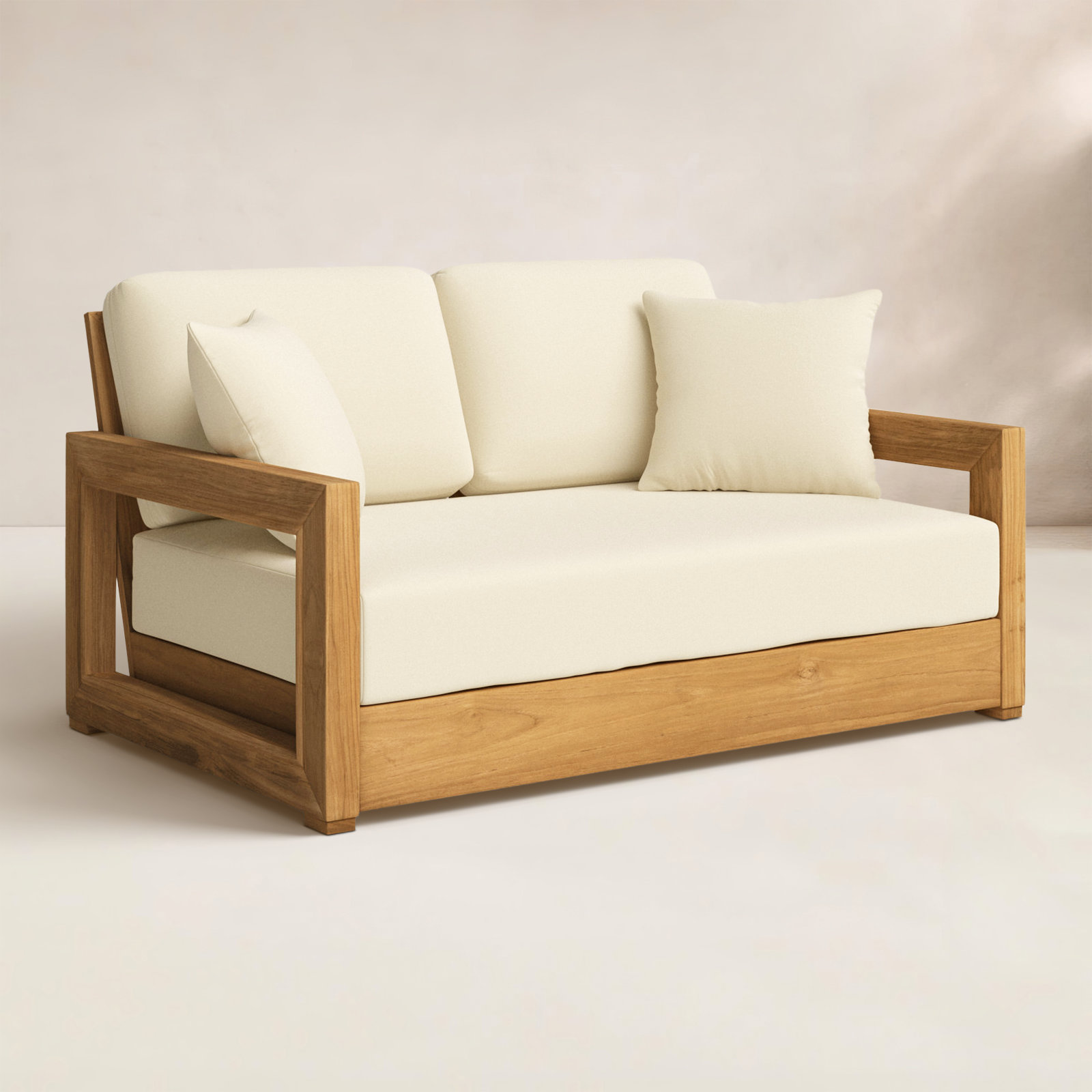 Melrose 52.75" Wide Loveseat with Cushions, Beige