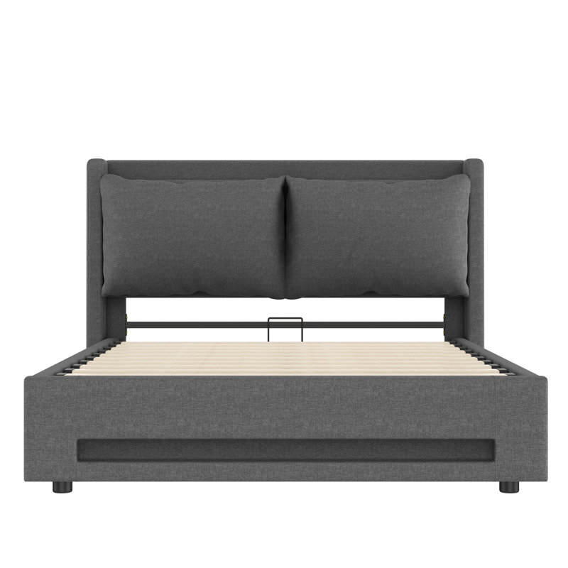 Upholstered Ottoman Storage Bed, Dark Grey, Double (4'6)