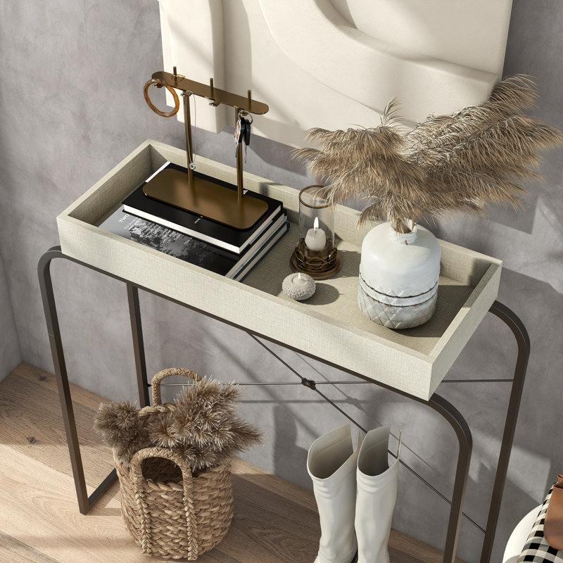 Ayberk 33.25'' Console Table, Cream Weave