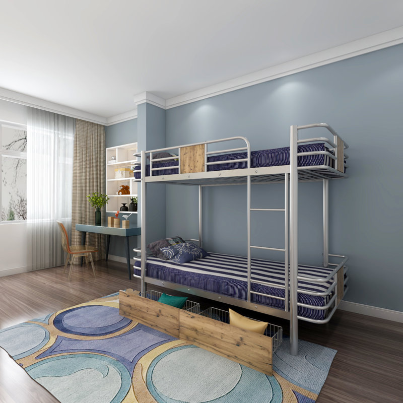 Orelia Kids Extra Long Twin Over Extra Long Twin Bunk Bed with Drawers, Silver