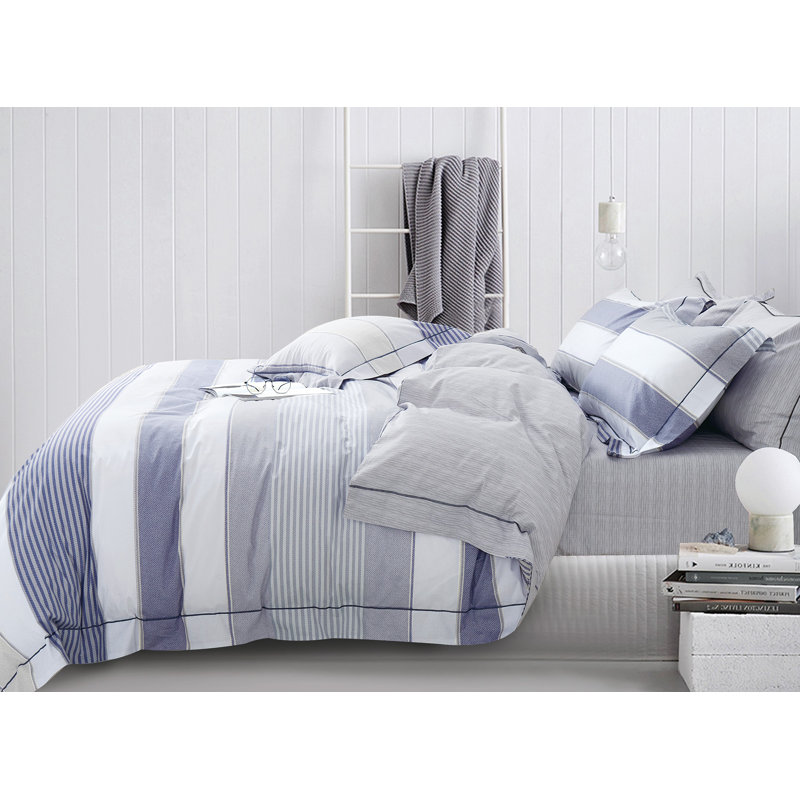 Ensemble d'édredon réversible 100% coton , Édredon très grand et 2 taies décoratives