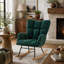 Glider Chair for Living Room Tufted Upholstered Teddy Fabric Rocking Chair with Metal Frame Accent Chair Green