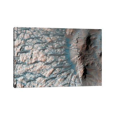 Part Of The Floor Of A Large Impact Crater In The Southern Highlands On Mars by Stocktrek Images - Wrapped Canvas Print